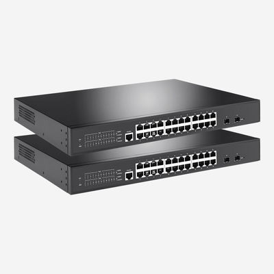 24GE PoE Layer 2+ Managed PoE Switch With 2G SFP Slots 802.1Q VLAN QOS