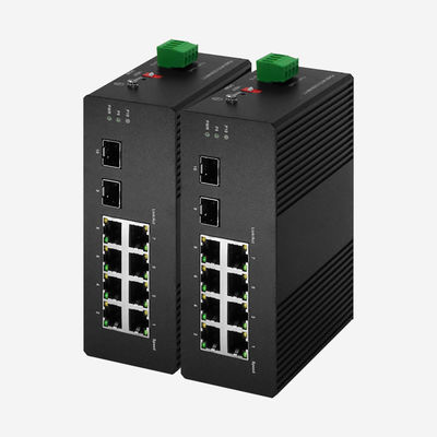 8 مرافئ RJ45 PoE و 2 إمدادات كهرباء SFP DC و -40 °C ~ 85 °C التبديل الذكي الصناعي للتطبيق
