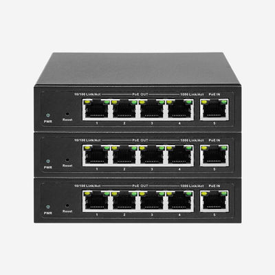 محطات محطات 5 × 10/100/1000Mbps RJ45 المحطات غير المدارة PoE Switch مع 60W PoE Power Output