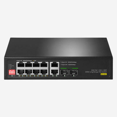 مفتاح التبديل الغبي غير المدار مع 10 جيجابيت RJ45 و 2G SFP لحلول الشبكة السلسة